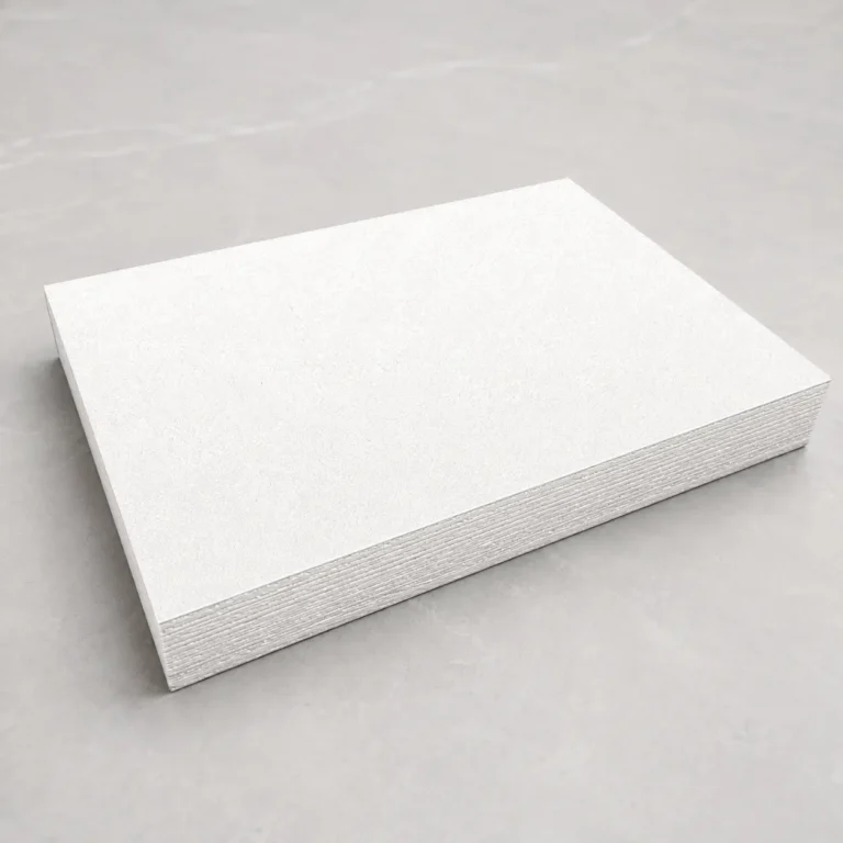 White fiberglass acoustic ceiling panel with lightweight sound-absorbing core for commercial suspended ceilings