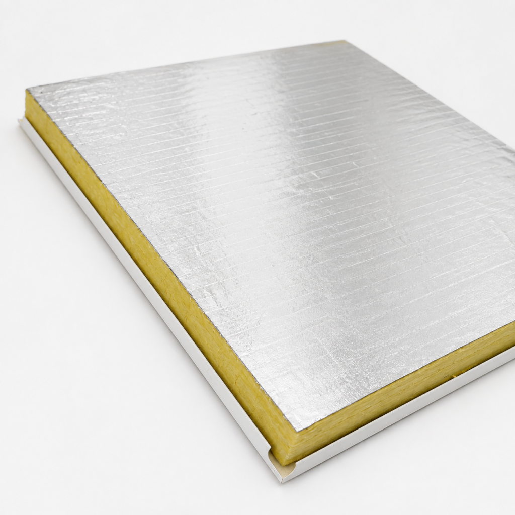 Perforated aluminum composite acoustic ceiling panel with sound-absorbing core