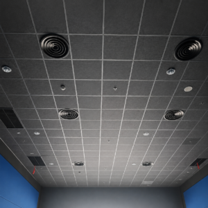 Black fiberglass acoustic ceiling panel for cinemas and commercial interiors
