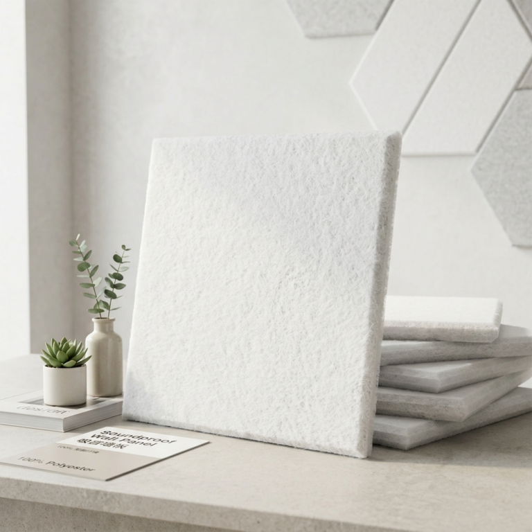 White PET polyester acoustic panels with square edge for sound absorbing wall and ceiling decoration