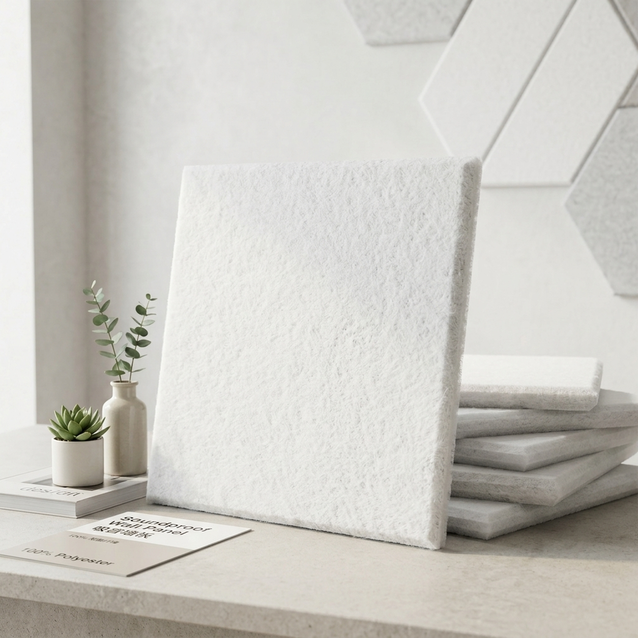 White PET polyester acoustic panels with square edge for sound absorbing wall and ceiling decoration